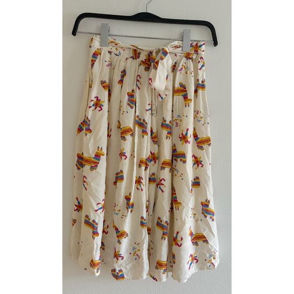 ModCloth Cream Stir Things Up Piñata Midi Skirt Small - Picture 3 of 11